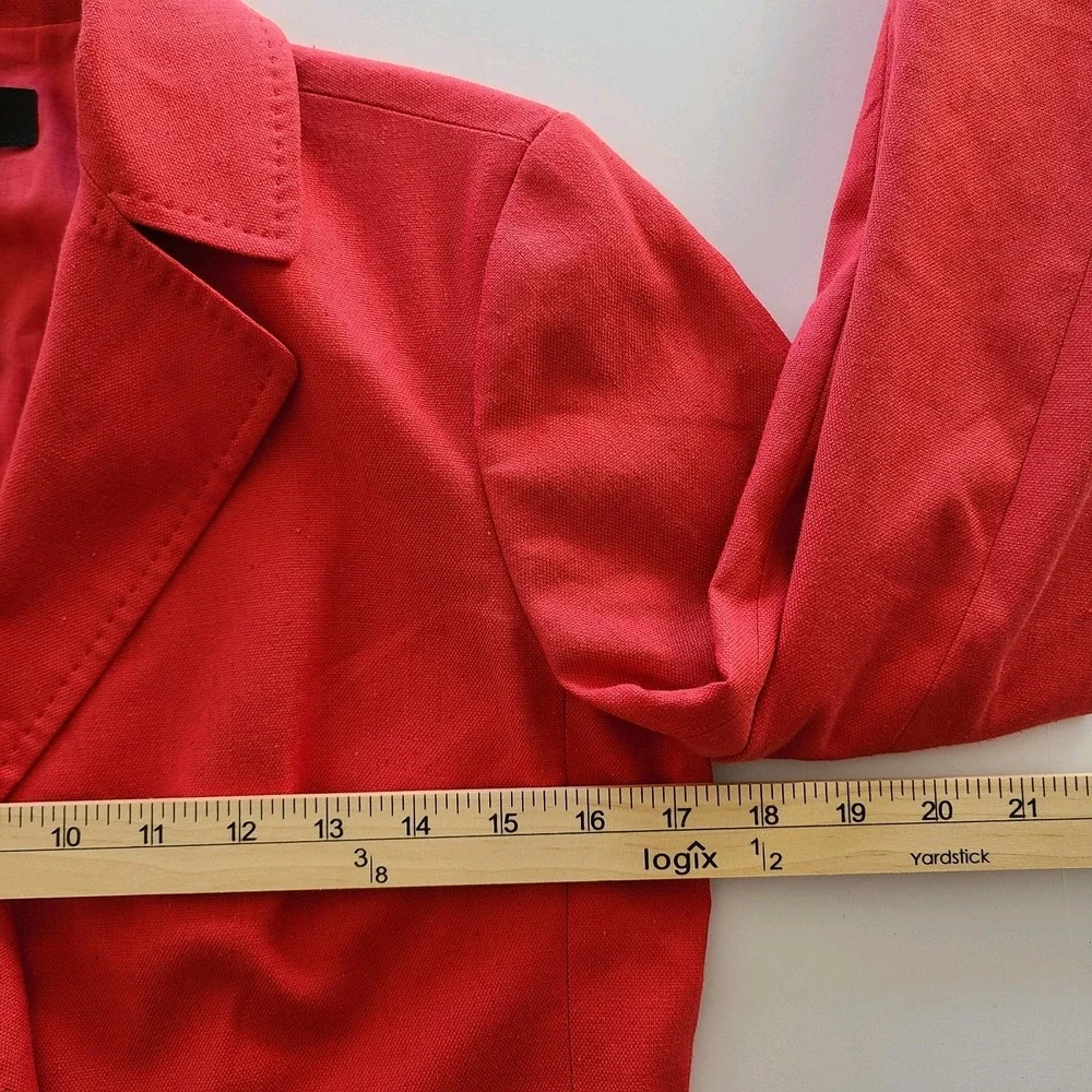 NWT Talbot's Women's Red/Coral Linen Blend One Button Blazer Career Office Sz 4 - Picture 9 of 10